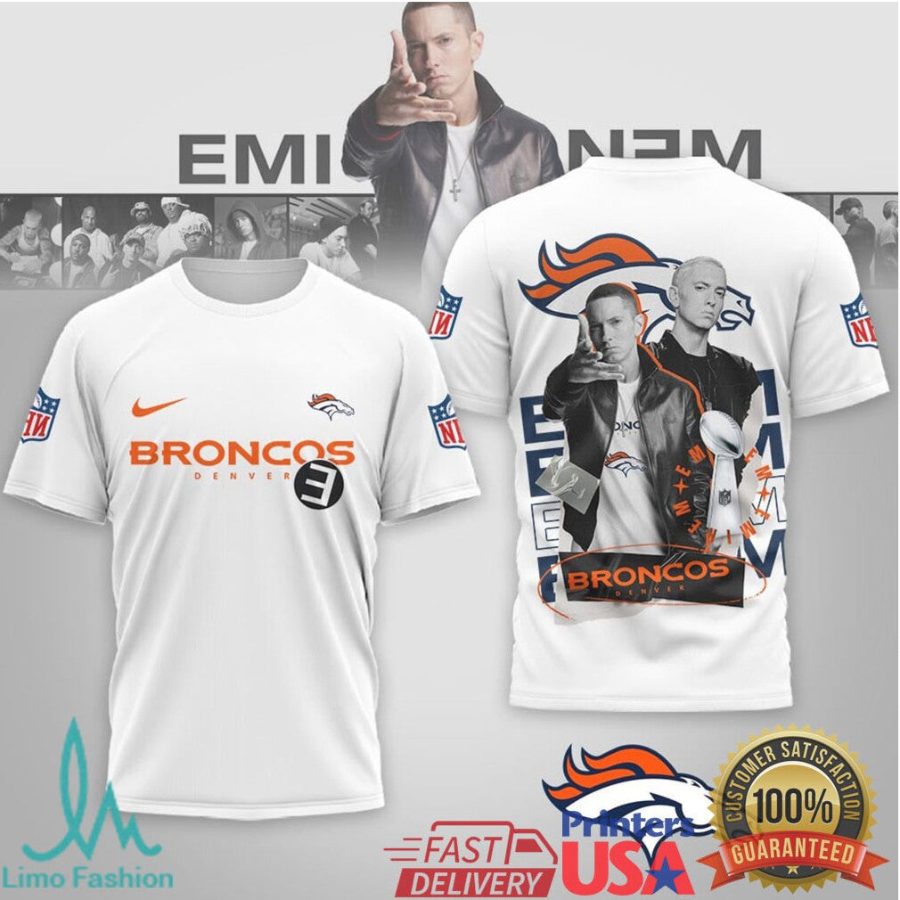 NFL Denver Broncos x Eminem Hip Hop Sports T Shirt