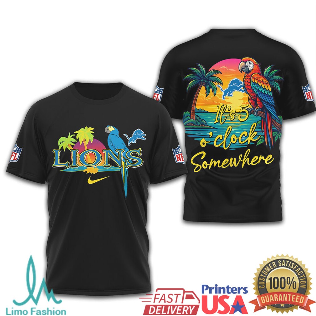 NFL Detroit Lions Margaritaville Tropical Parrot T Shirt It's 5 O'Clock Somewhere - Limotees LLC