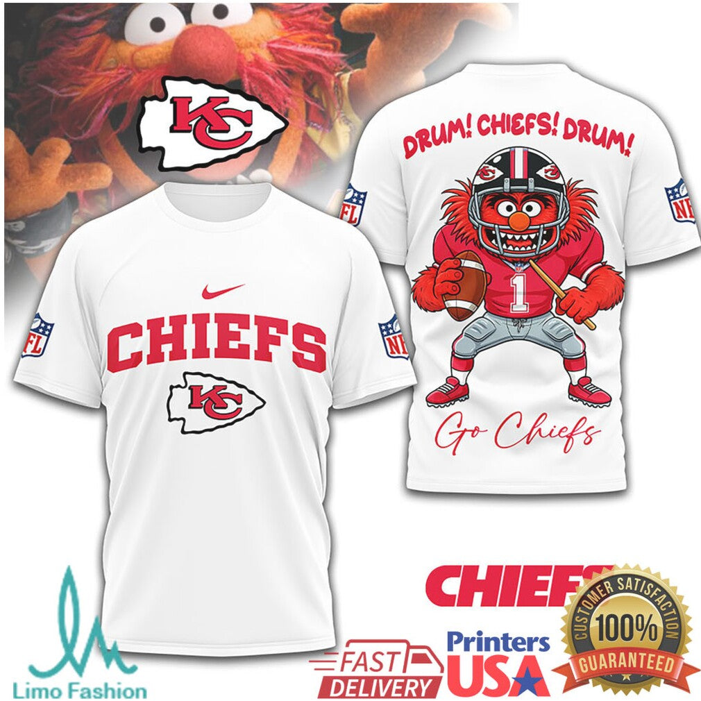 NFL Kansas City Chiefs Drum! Chiefs! Drum! Animal Muppet T Shirt - Limotees LLC