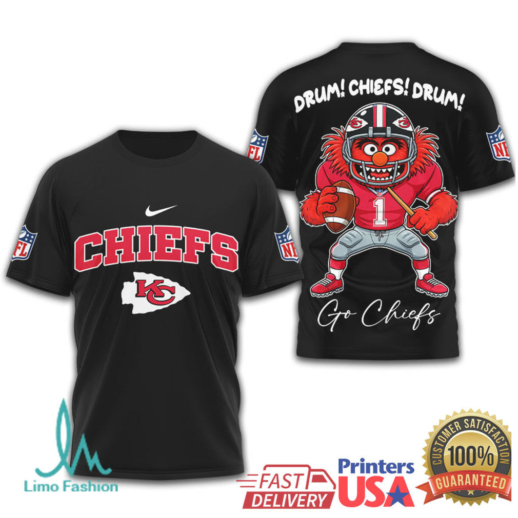 NFL Kansas City Chiefs Drum! Chiefs! Drum! Animal Muppet T Shirt - Limotees LLC