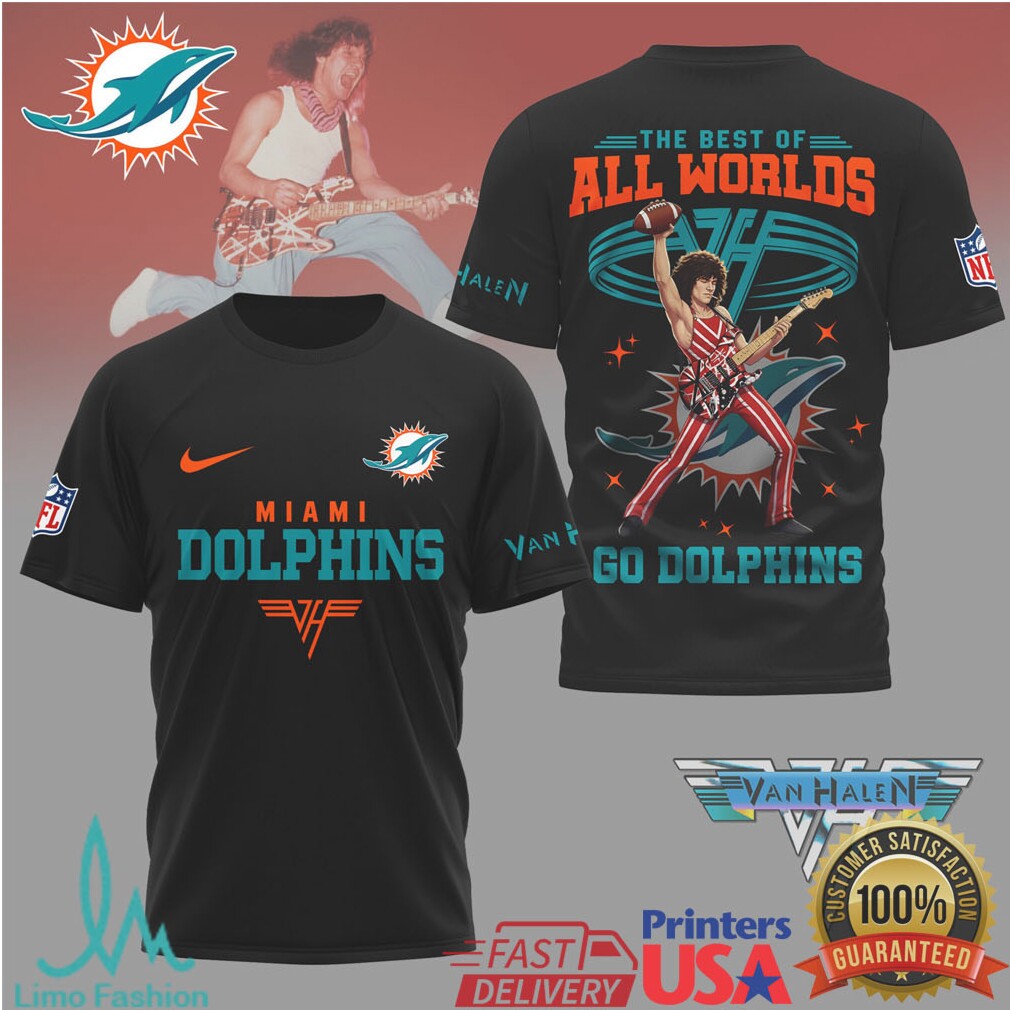 NFL Miami Dolphins x Eddie Van Halen Guitar Hero Mashup T Shirt - Limotees LLC