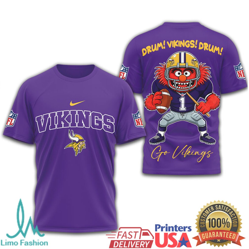 NFL Minnesota Vikings Drum! Vikings! Drum! Animal Muppet T Shirt - Limotees LLC