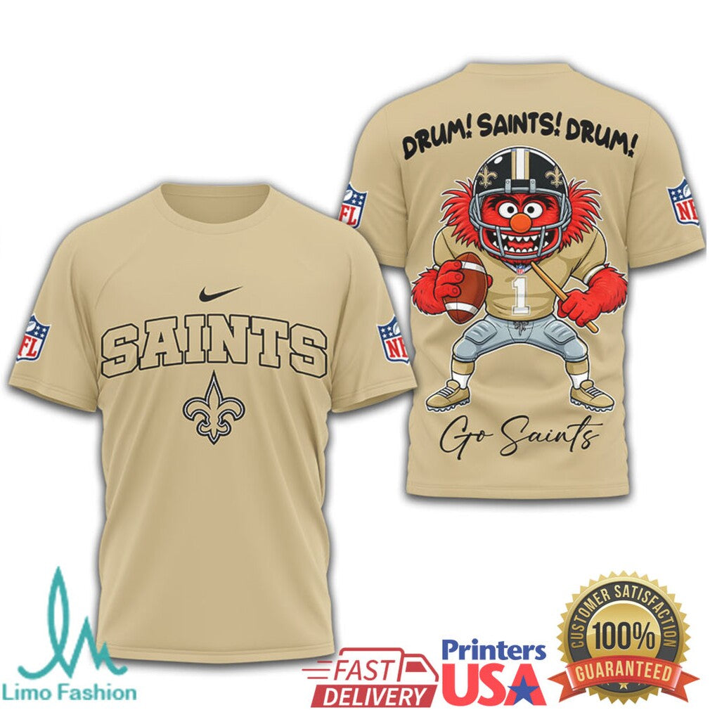 NFL New Orleans Saints Drum! Saints! Drum! Animal Muppet T Shirt - Limotees LLC