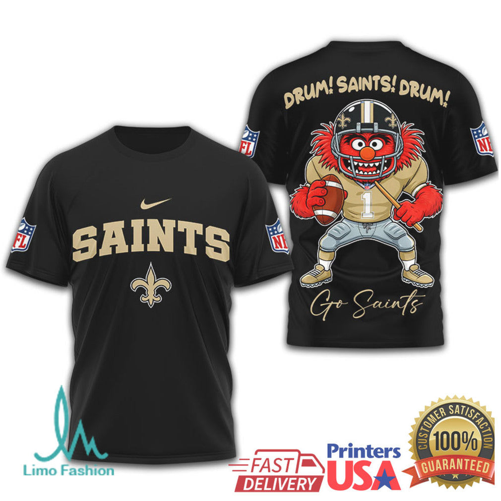 NFL New Orleans Saints Drum! Saints! Drum! Animal Muppet T Shirt - Limotees LLC