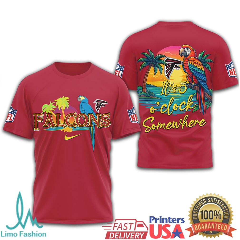 NFL Tropical “It's 5 O'clock Somewhere” Cardinals & Falcons Parrot T Shirt - Limotees LLC