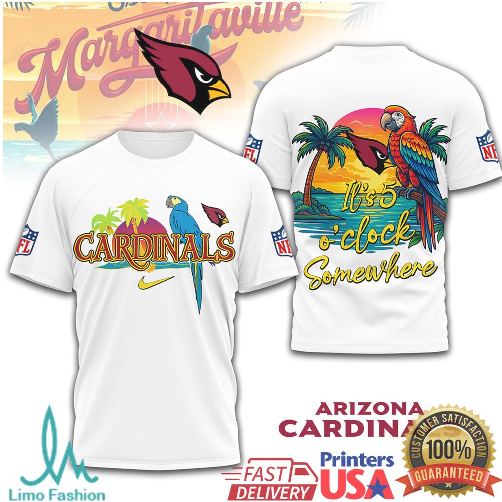 NFL Tropical “It's 5 O'clock Somewhere” Cardinals & Falcons Parrot T Shirt - Limotees LLC