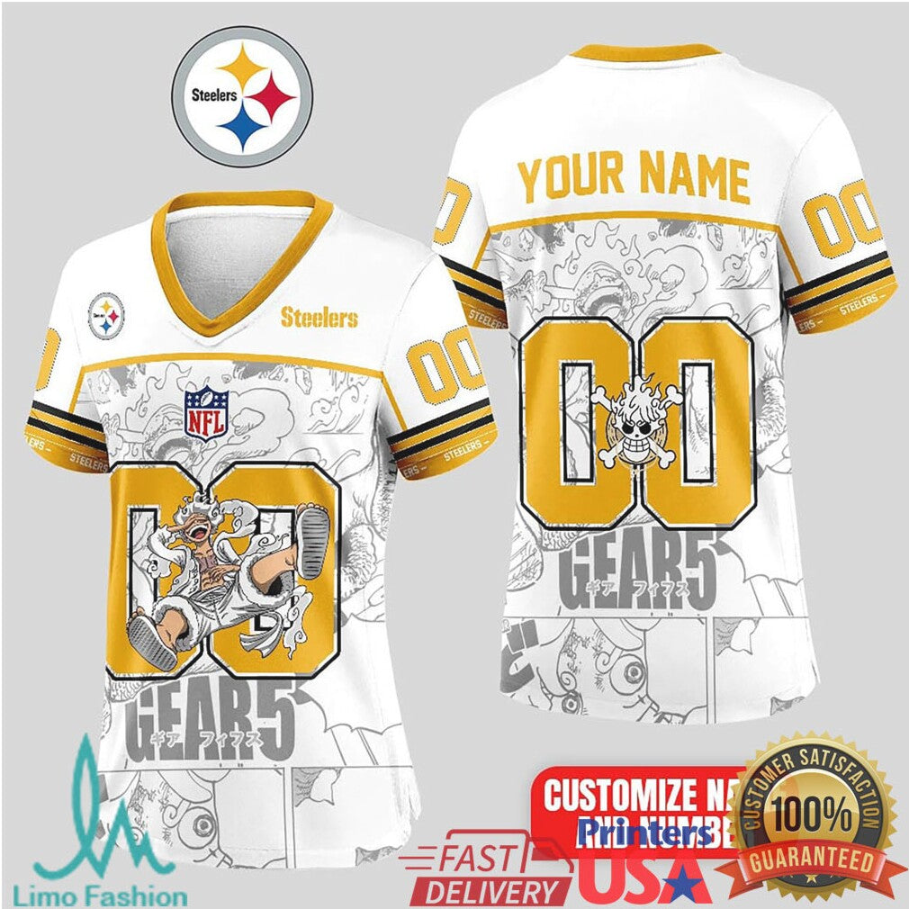Pittsburgh Steelers Official NFL Luffy Gear 5 Special Edition Baseball Jersey Custom Name - Limotees LLC