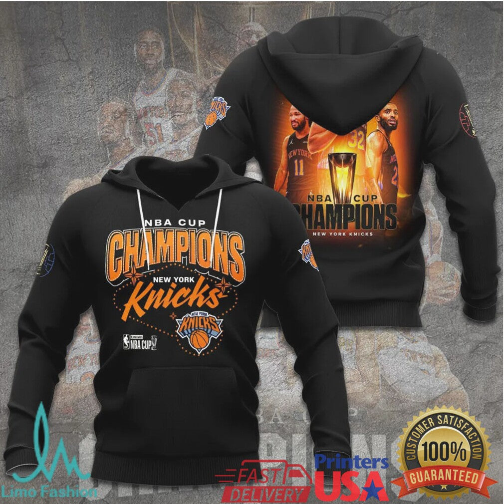 NY Knicks 2025 NBA Cup Champions Big Three Players Graphic T Shirt - Limotees LLC