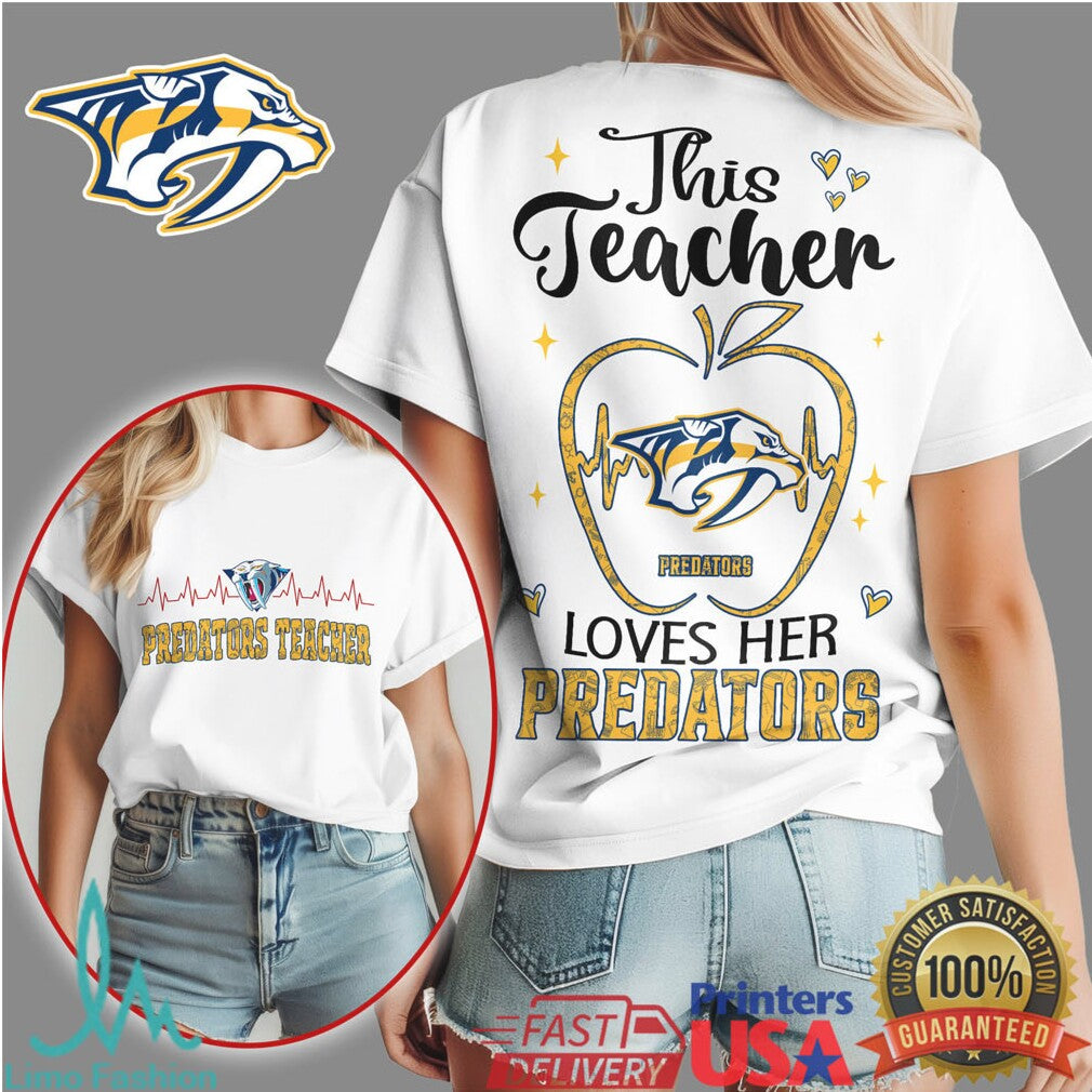 Nashville Predators This Teacher Loves Her Predators NHL Fan T Shirt (2) - Limotees LLC
