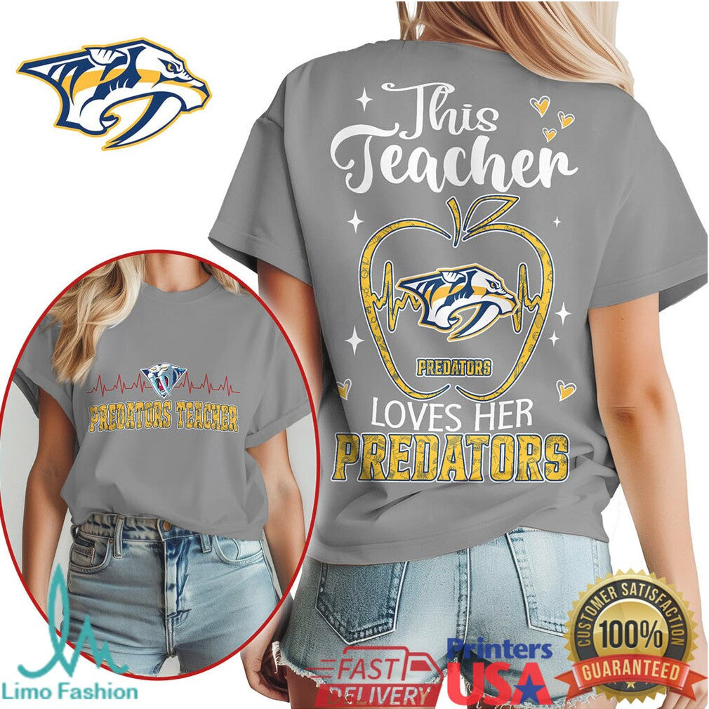 Nashville Predators This Teacher Loves Her Predators NHL Fan T Shirt (2) - Limotees LLC