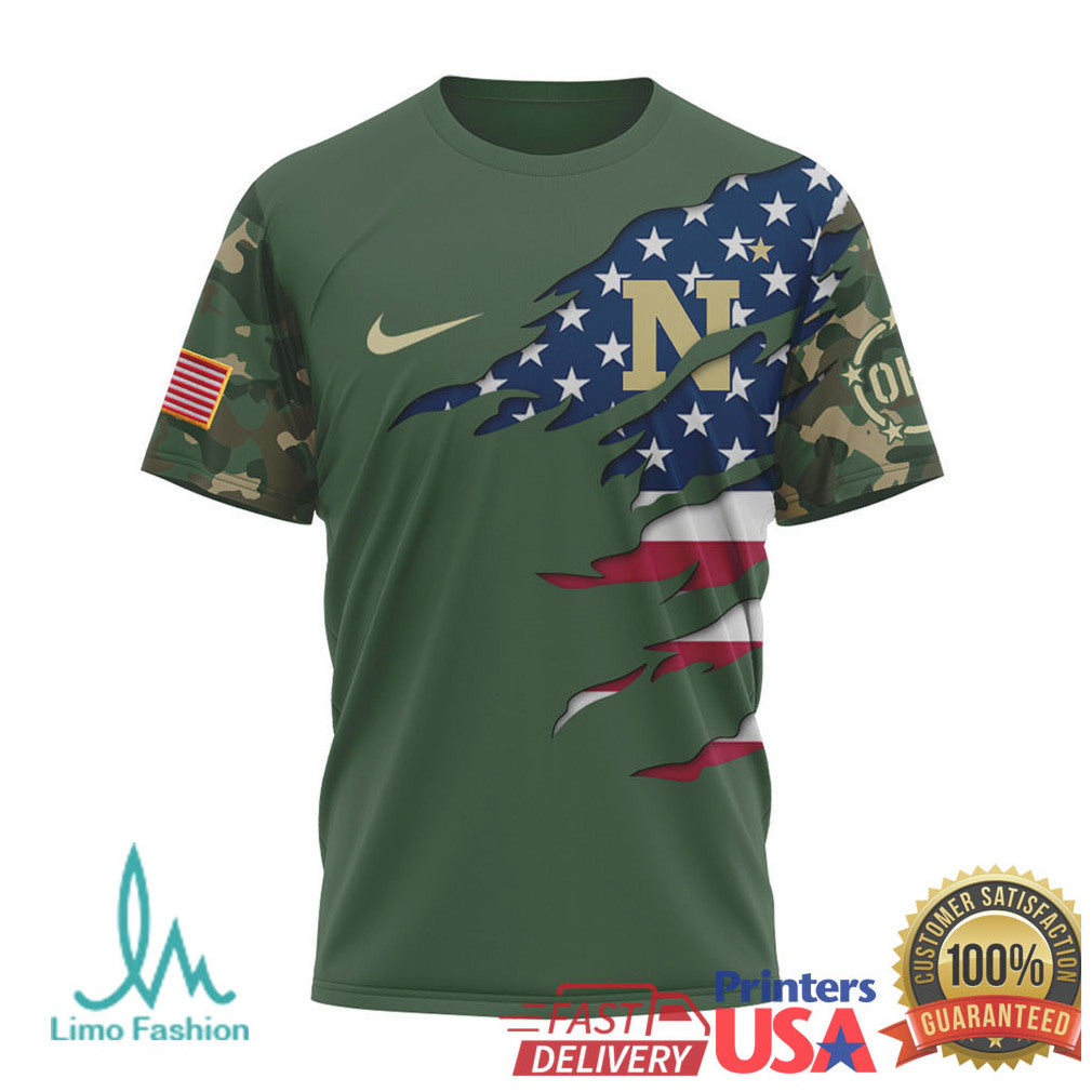 Navy Midshipmen Veteran Appreciation Camo US Flag Tactical T Shirt - Limotees LLC