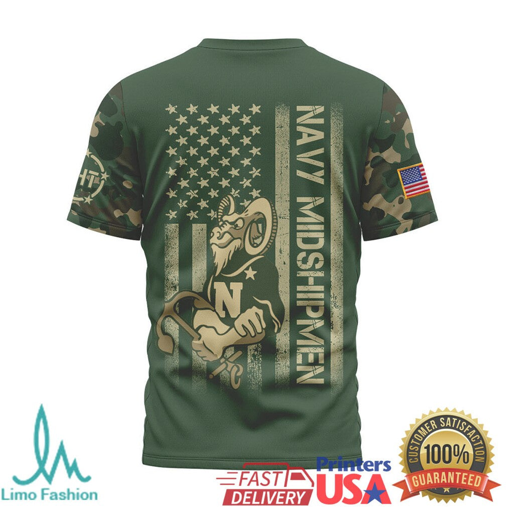 Navy Midshipmen Veteran Appreciation Camo US Flag Tactical T Shirt - Limotees LLC
