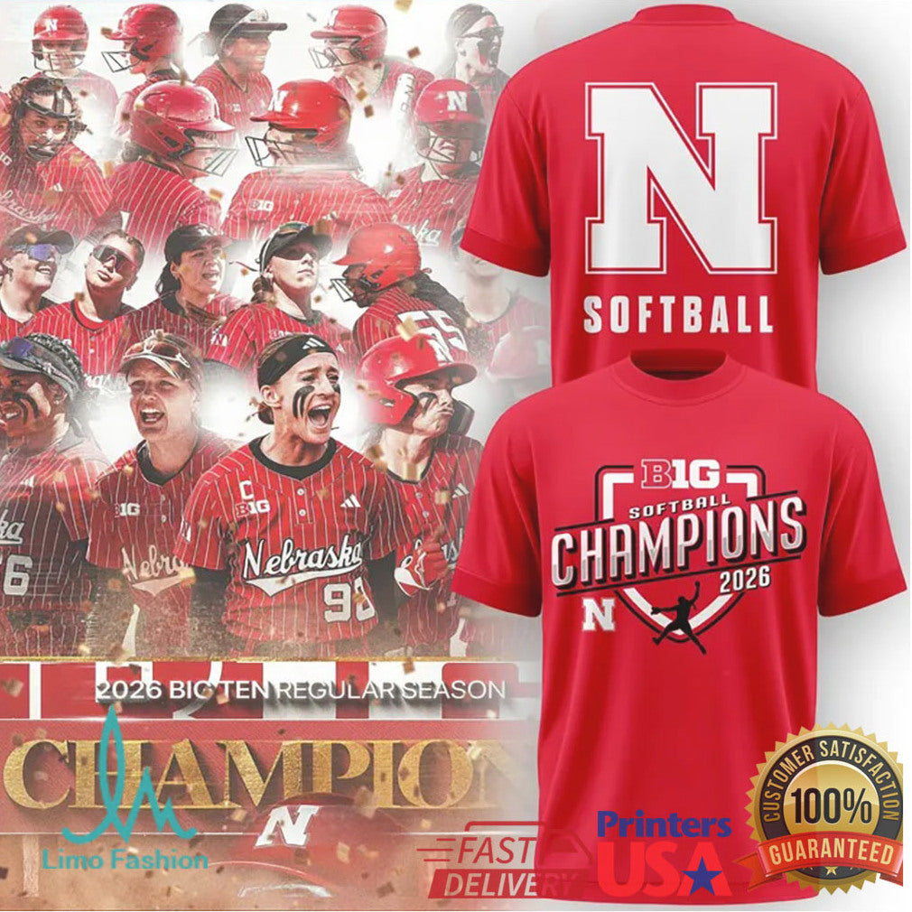 Nebraska Softball Big Ten Regular Season Champions 2026 T Shirt Husker Red - Limotees LLC