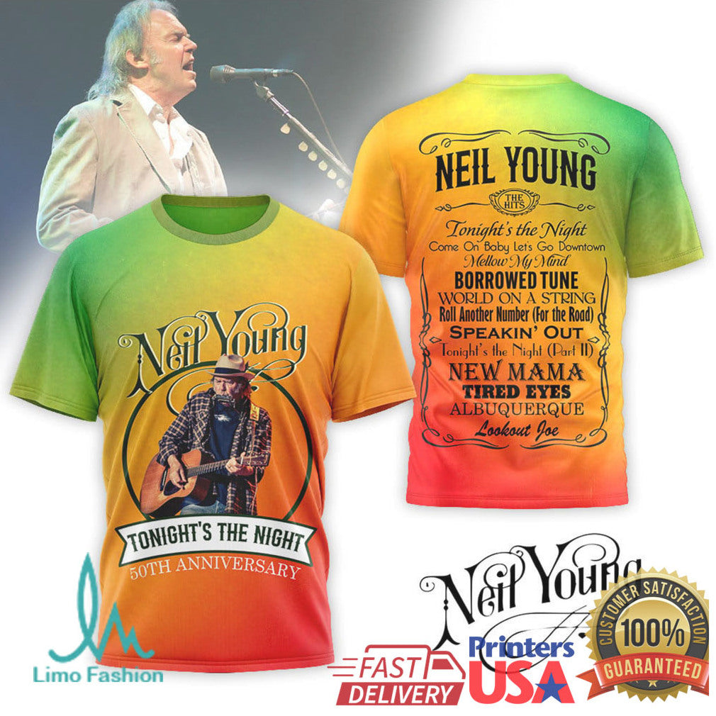 Neil Young Tonight's The Night 50th Anniversary Retro Shirt - Limotees LLC