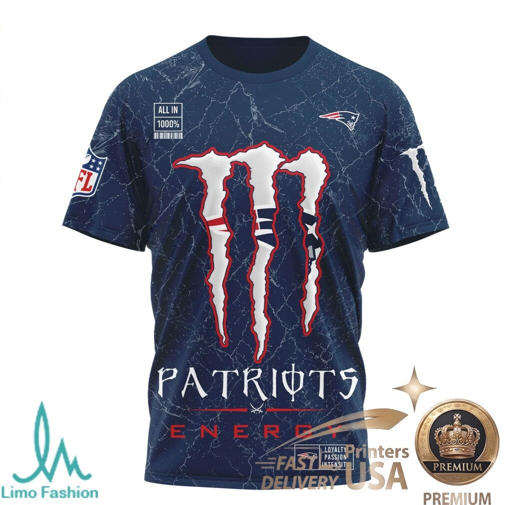 New England Football Fans Monster Energy Nutrition Facts Navy T Shirt