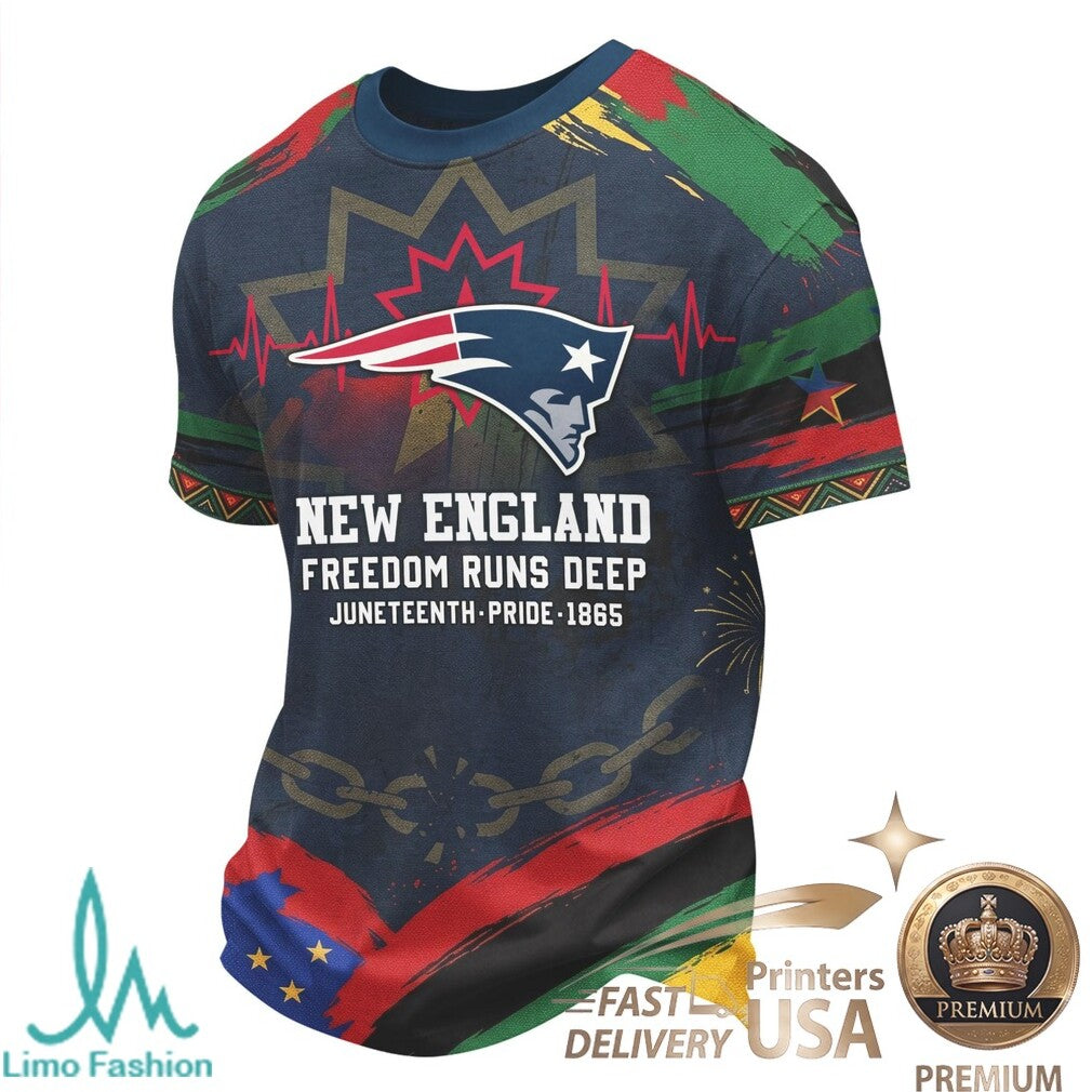 New England Football Juneteenth Freedom Day Bleed Blue T Shirt - Limotees LLC