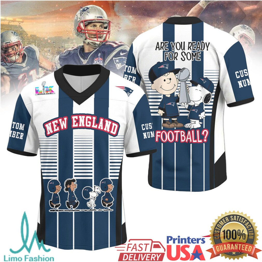 New England Football Peanuts Snoopy Charlie Brown Jersey Design - Limotees LLC