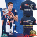New England Patriots “10 Straight Wins” Commemorative Navy T Shirt - Limotees LLC
