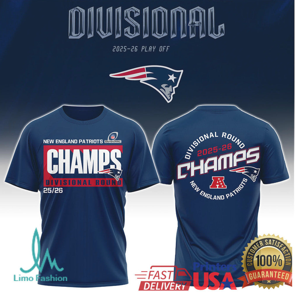 New England Patriots 2025 26 NFL Divisional Round Champs Navy Blue T Shirt - Limotees LLC