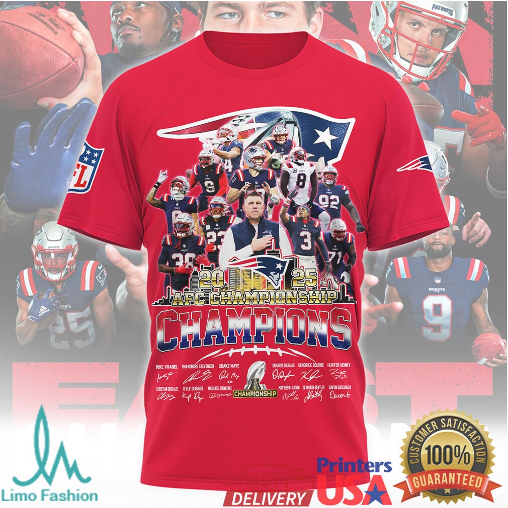 New England Patriots 2025 AFC Championship Champions Signature Series Team Graphic - Limotees LLC