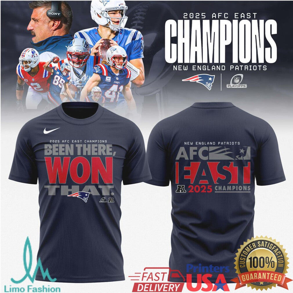 New England Patriots 2025 AFC East Champions “Won That” Player Collage Graphic Apparel - Limotees LLC