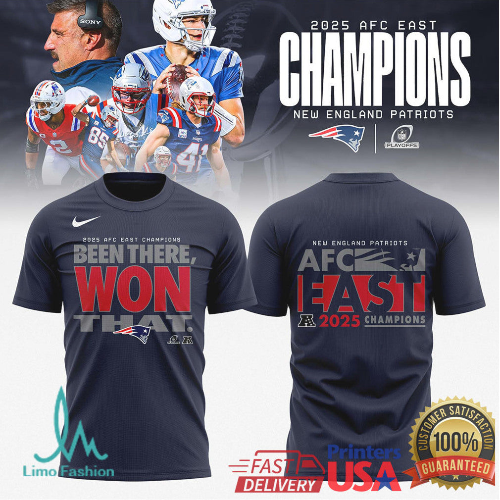 New England Patriots 2025 AFC East Champions “Won That” Player Collage Graphic Apparel - Limotees LLC