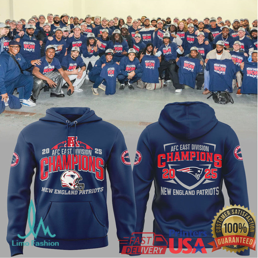 New England Patriots 2025 AFC East Division Champions Trophy Design Navy Apparel - Limotees LLC