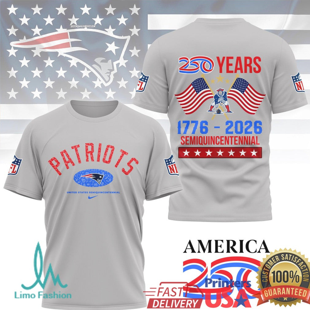 New England Patriots America 250th Anniversary Semiquincentennial T Shirt - Limotees LLC