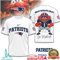 New England Patriots Animal Muppet Drum! Patriots! Drum! 3D T Shirt - Limotees LLC