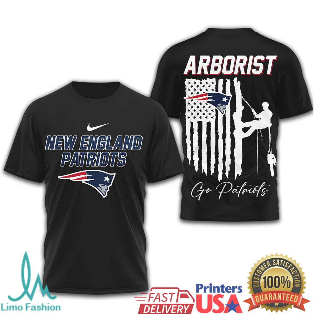 New England Patriots Arborist Tree Service American Flag T Shirt - Limotees LLC