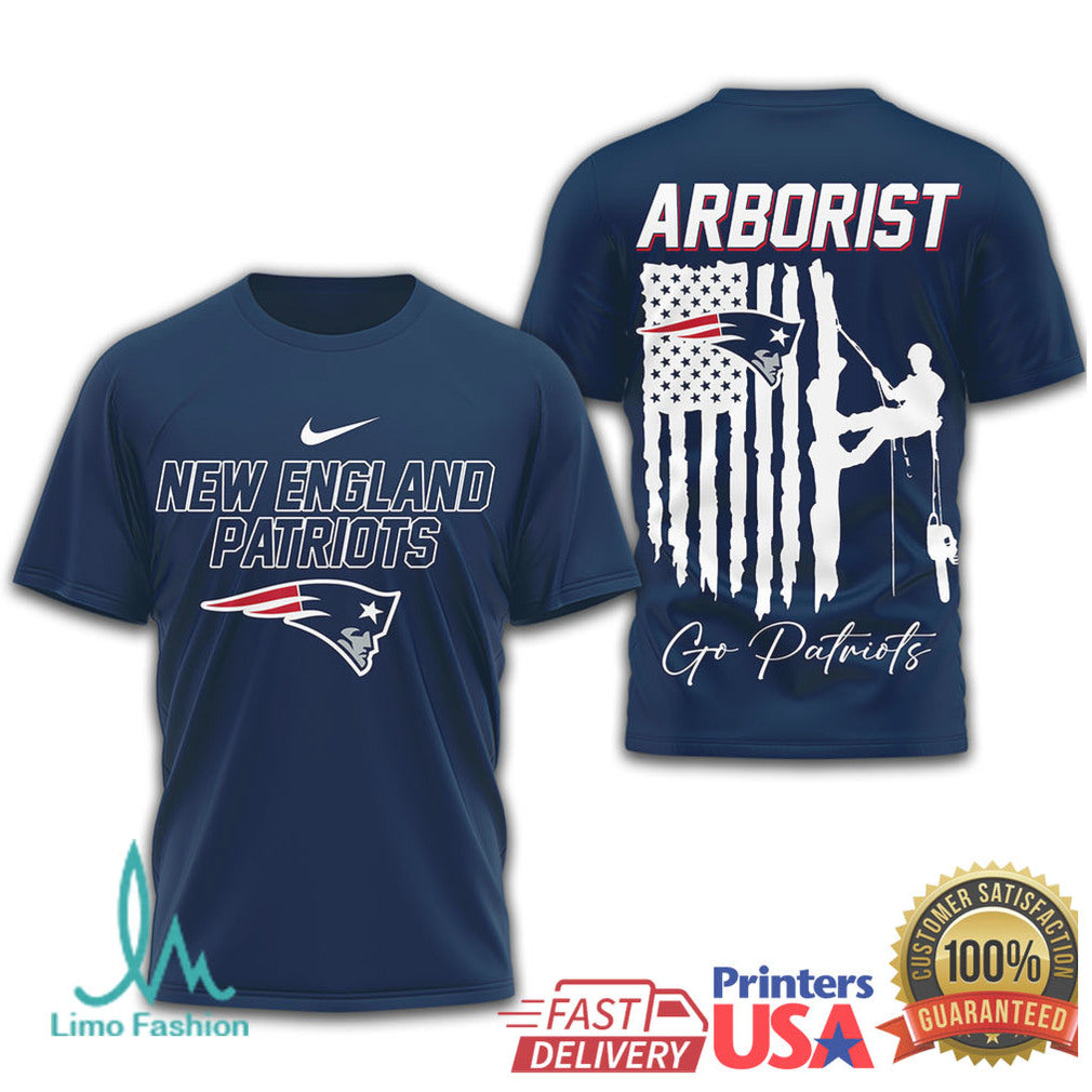 New England Patriots Arborist Tree Service American Flag T Shirt - Limotees LLC