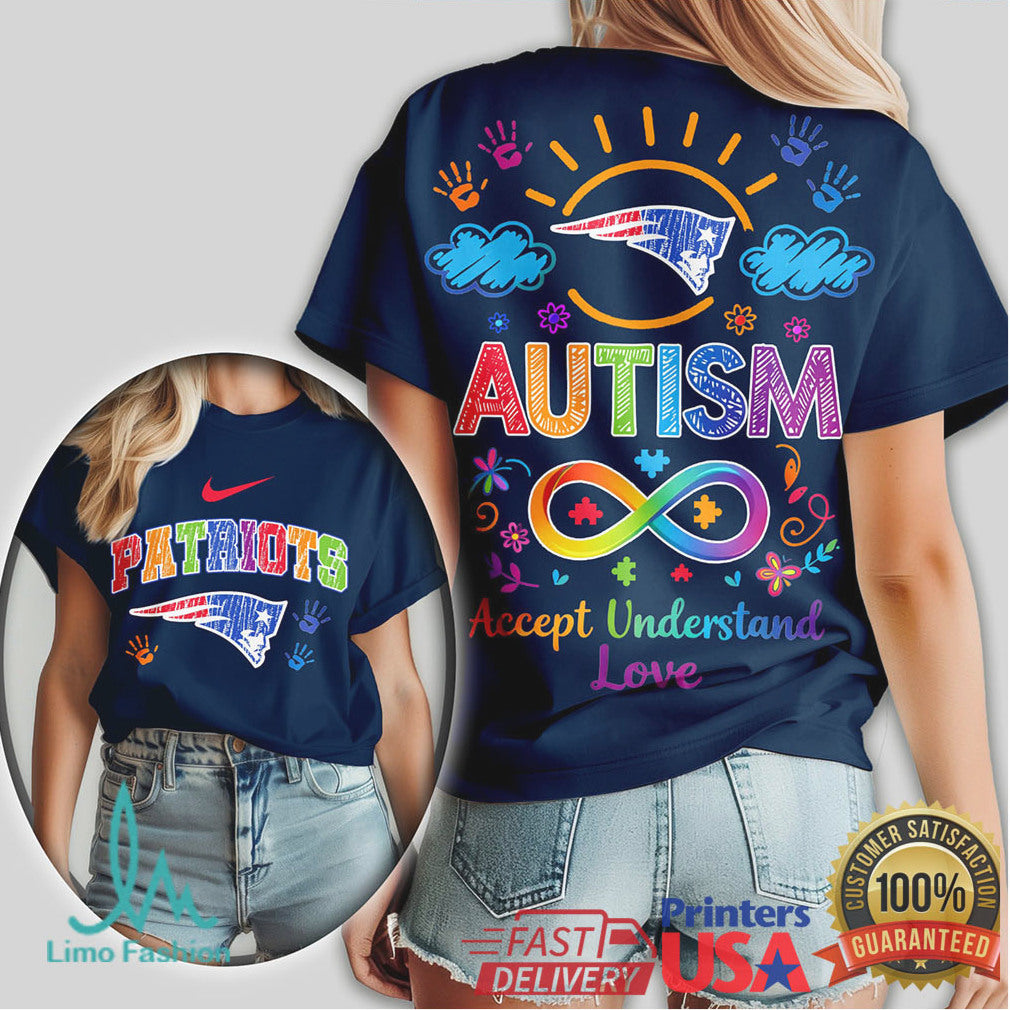 New England Patriots Autism Awareness Accept Understand Love Infinity T Shirt - Limotees LLC