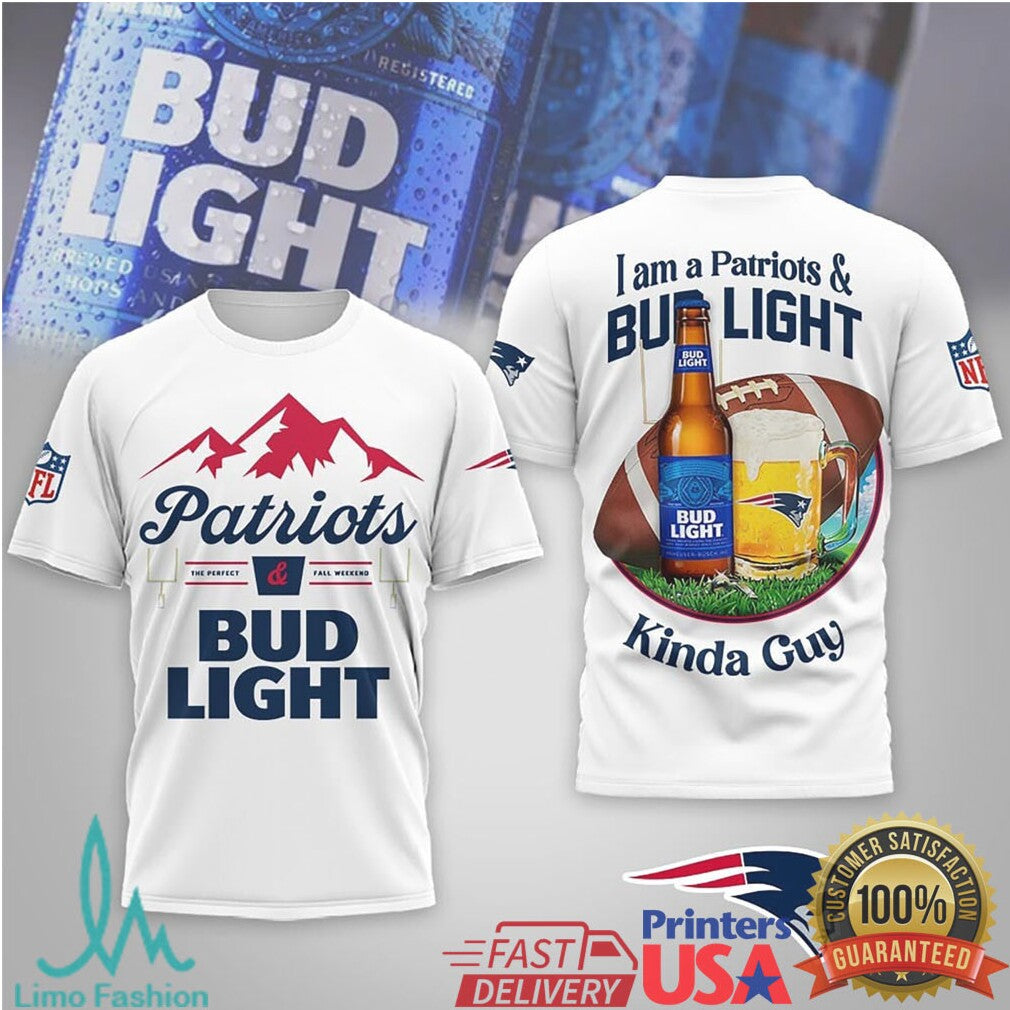 New England Patriots Bud Light Kinda Guy Girl Tshirt Hoodie - Limotees LLC