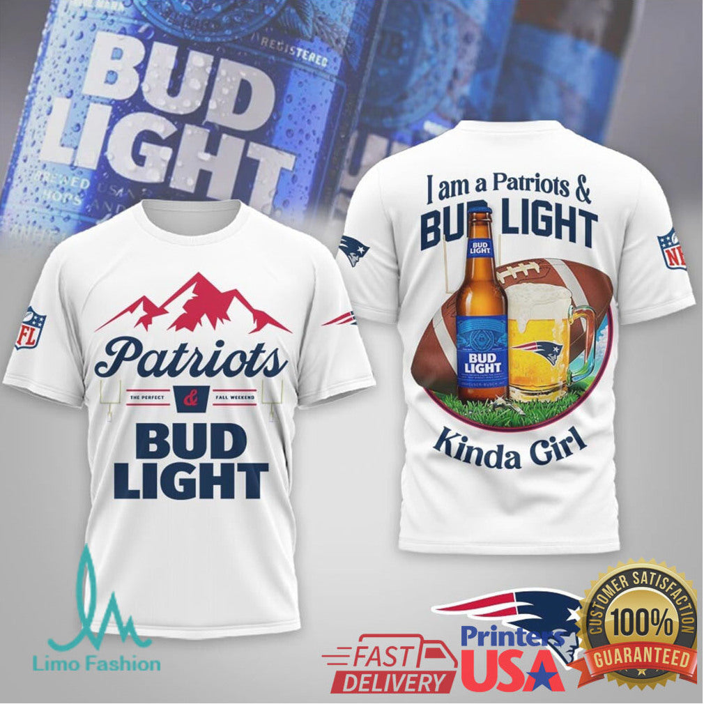 New England Patriots Bud Light Kinda Guy Girl Tshirt Hoodie - Limotees LLC