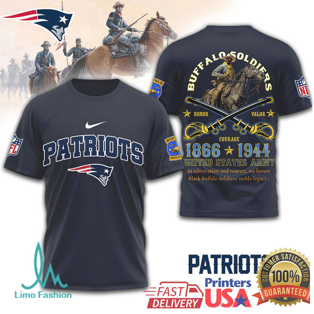 New England Patriots Buffalo Soldiers US Army 1866 1944 Tribute T Shirt - Limotees LLC