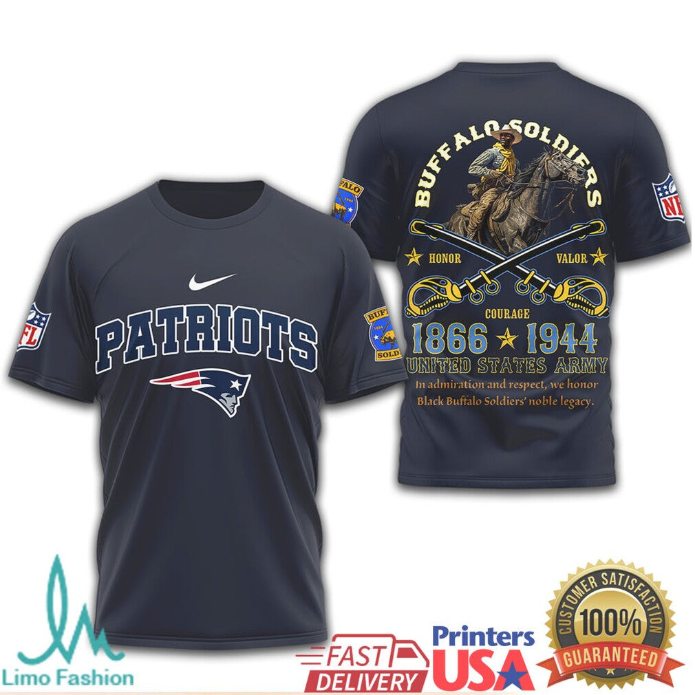New England Patriots Buffalo Soldiers US Army 1866 1944 Tribute T Shirt - Limotees LLC
