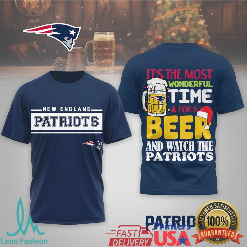 New England Patriots Christmas Beer & Game Day T Shirt - Limotees LLC