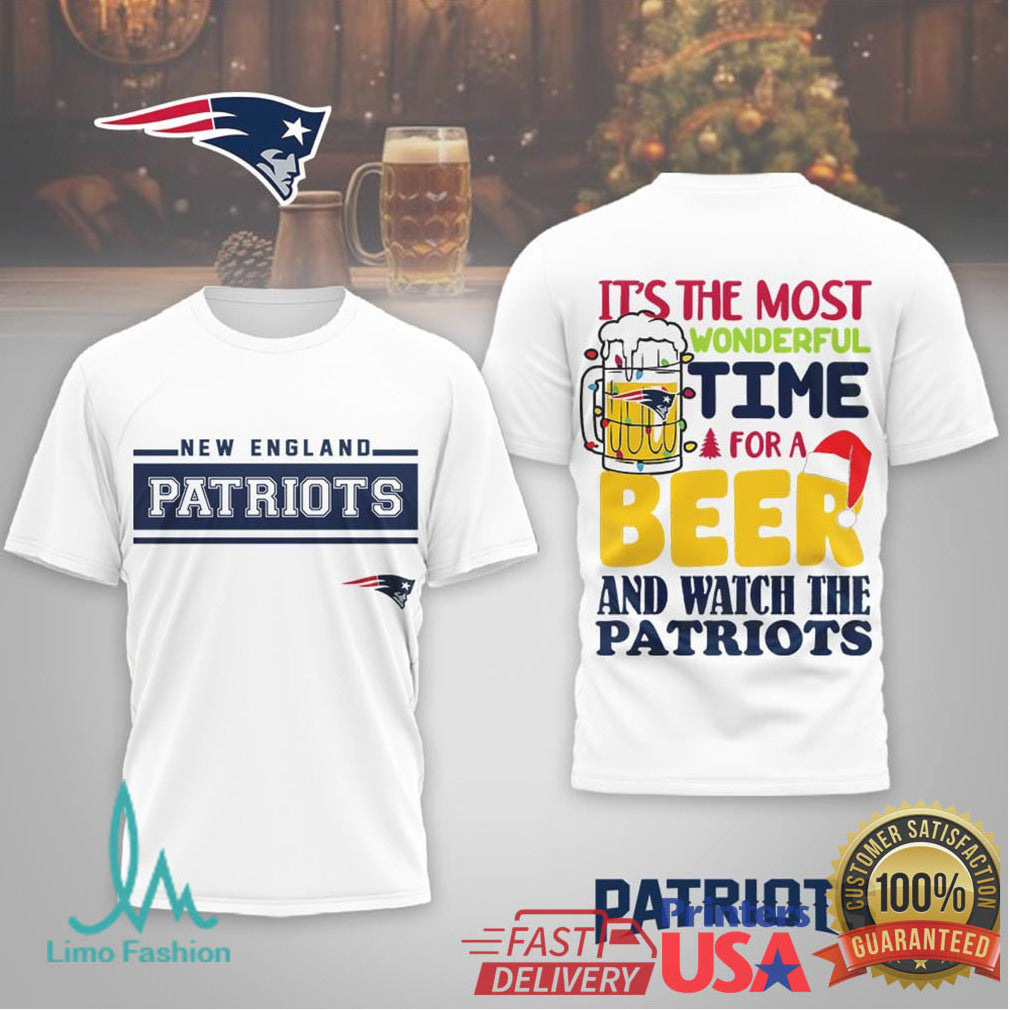 New England Patriots Christmas Beer & Game Day T Shirt - Limotees LLC