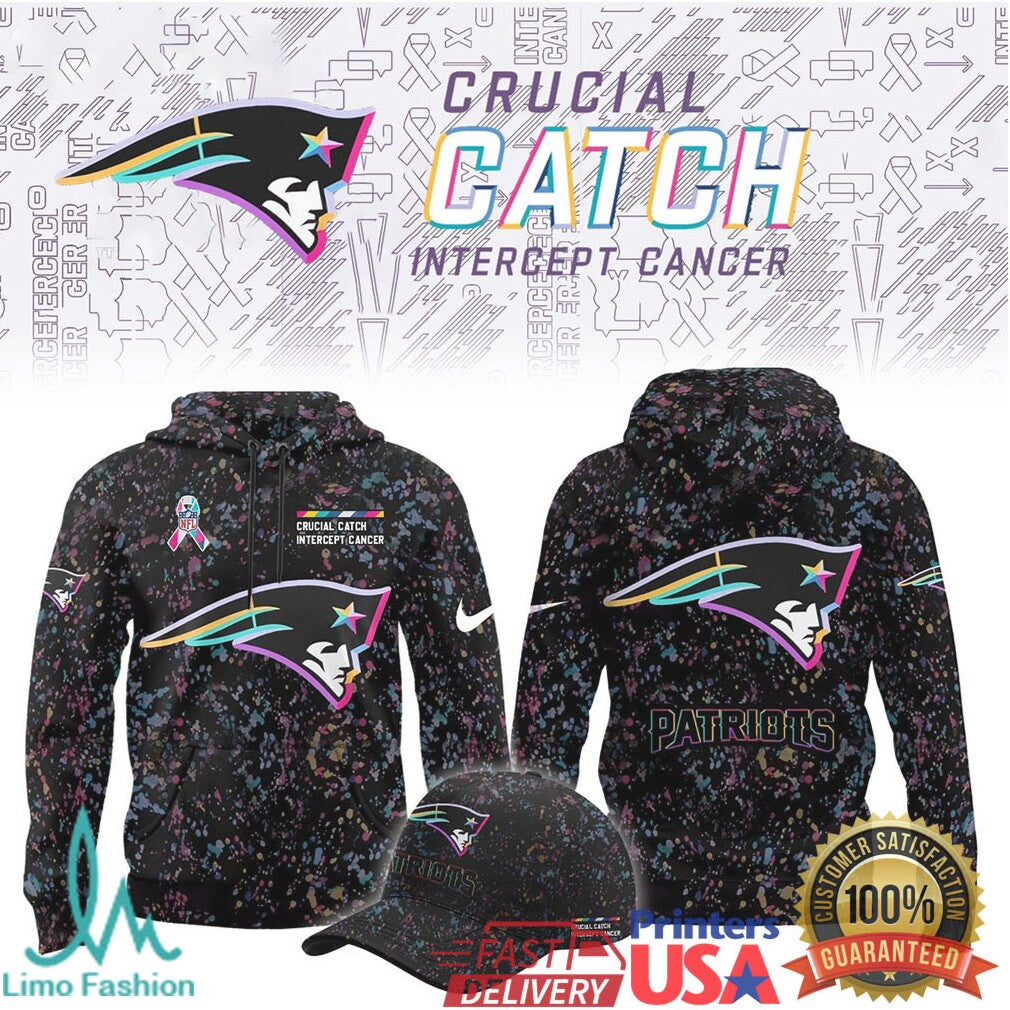 New England Patriots Crucial Catch “Intercept Cancer” Multi Color Speckle Pattern Gear - Limotees LLC