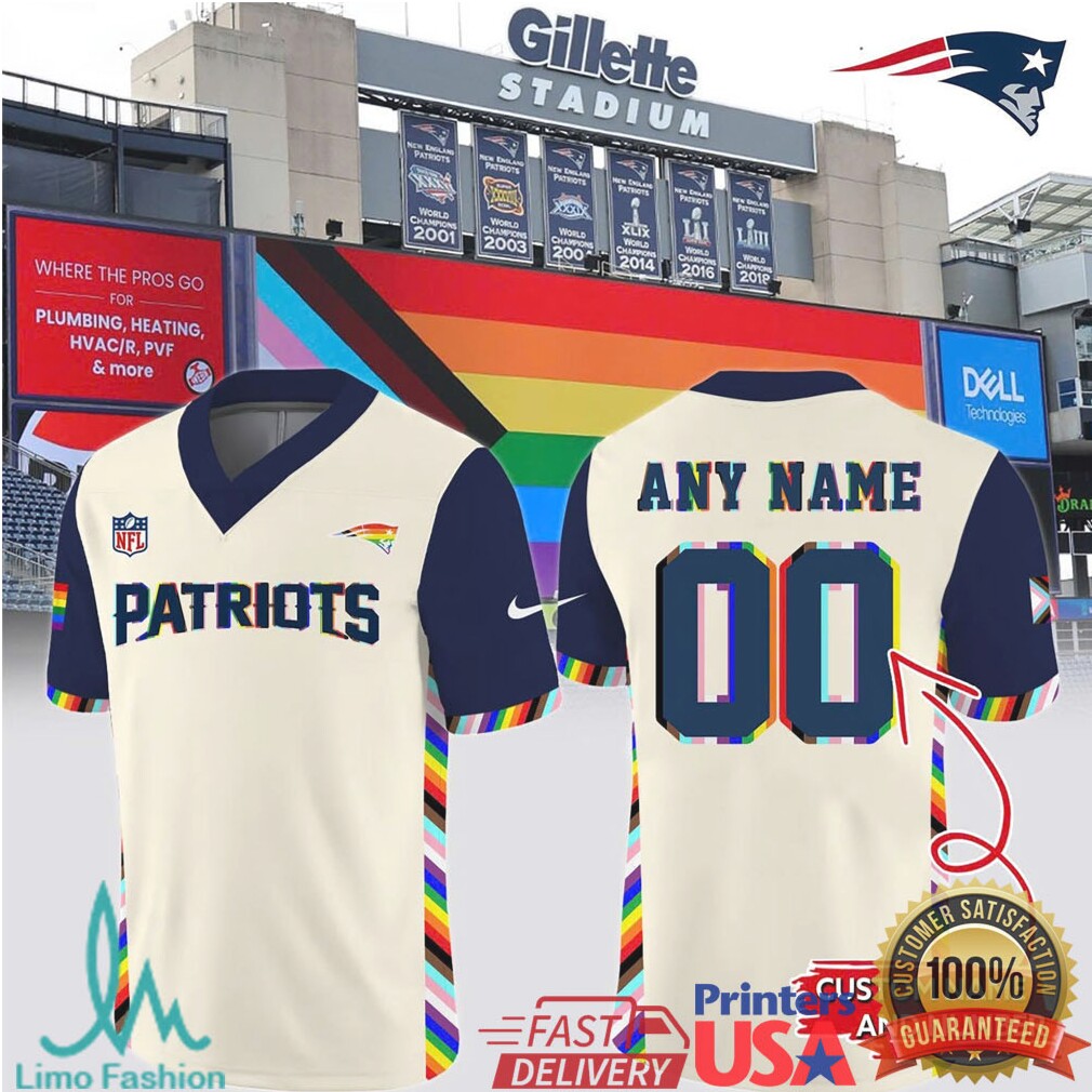 New England Patriots Custom Pride Rainbow Flag Jersey - Limotees LLC