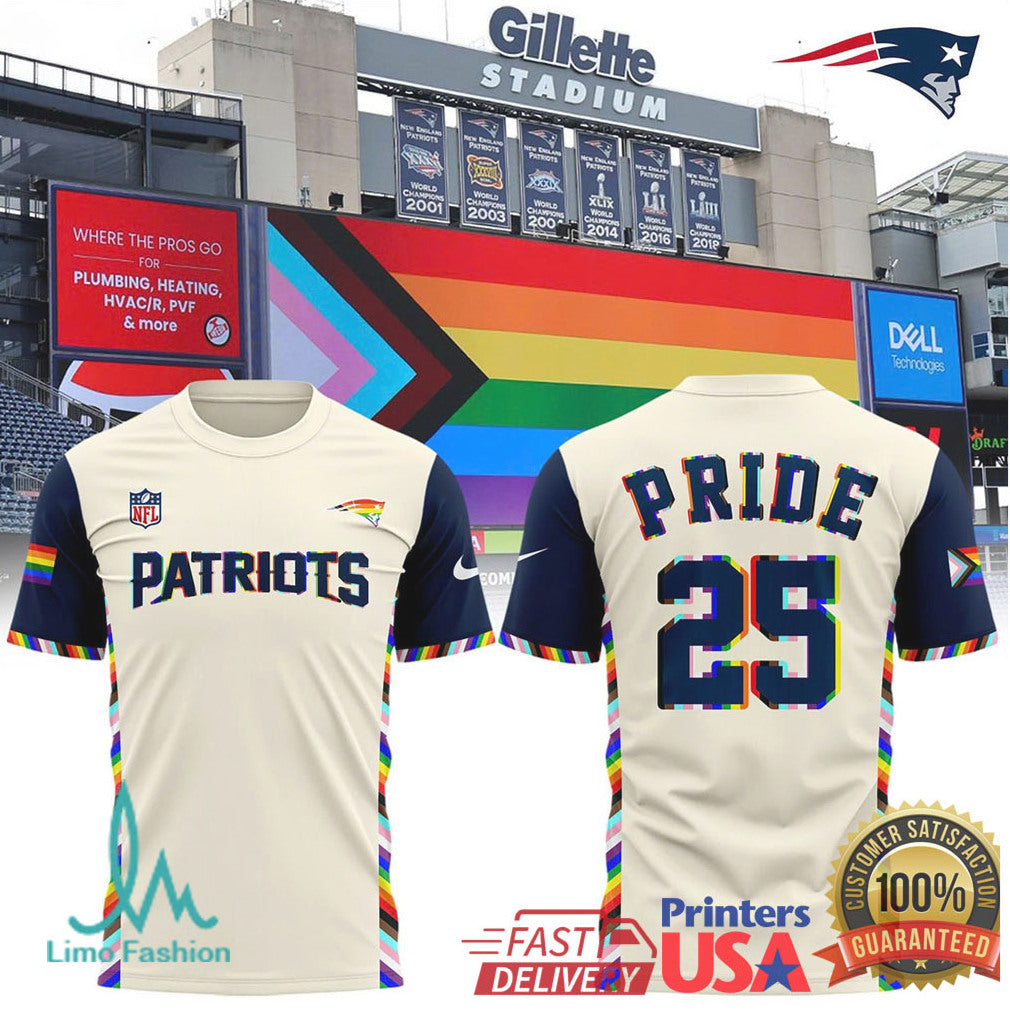 New England Patriots Custom Pride Rainbow Flag Jersey - Limotees LLC