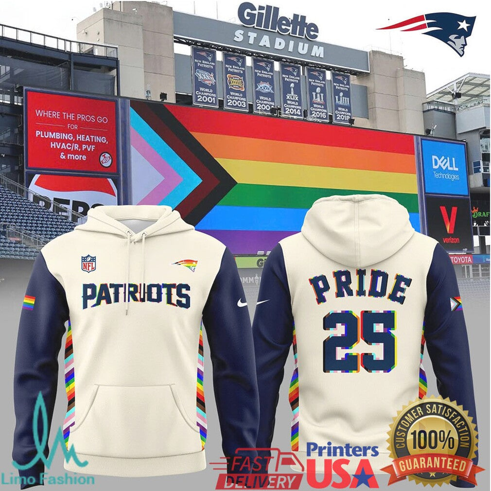 New England Patriots Custom Pride Rainbow Flag Jersey - Limotees LLC