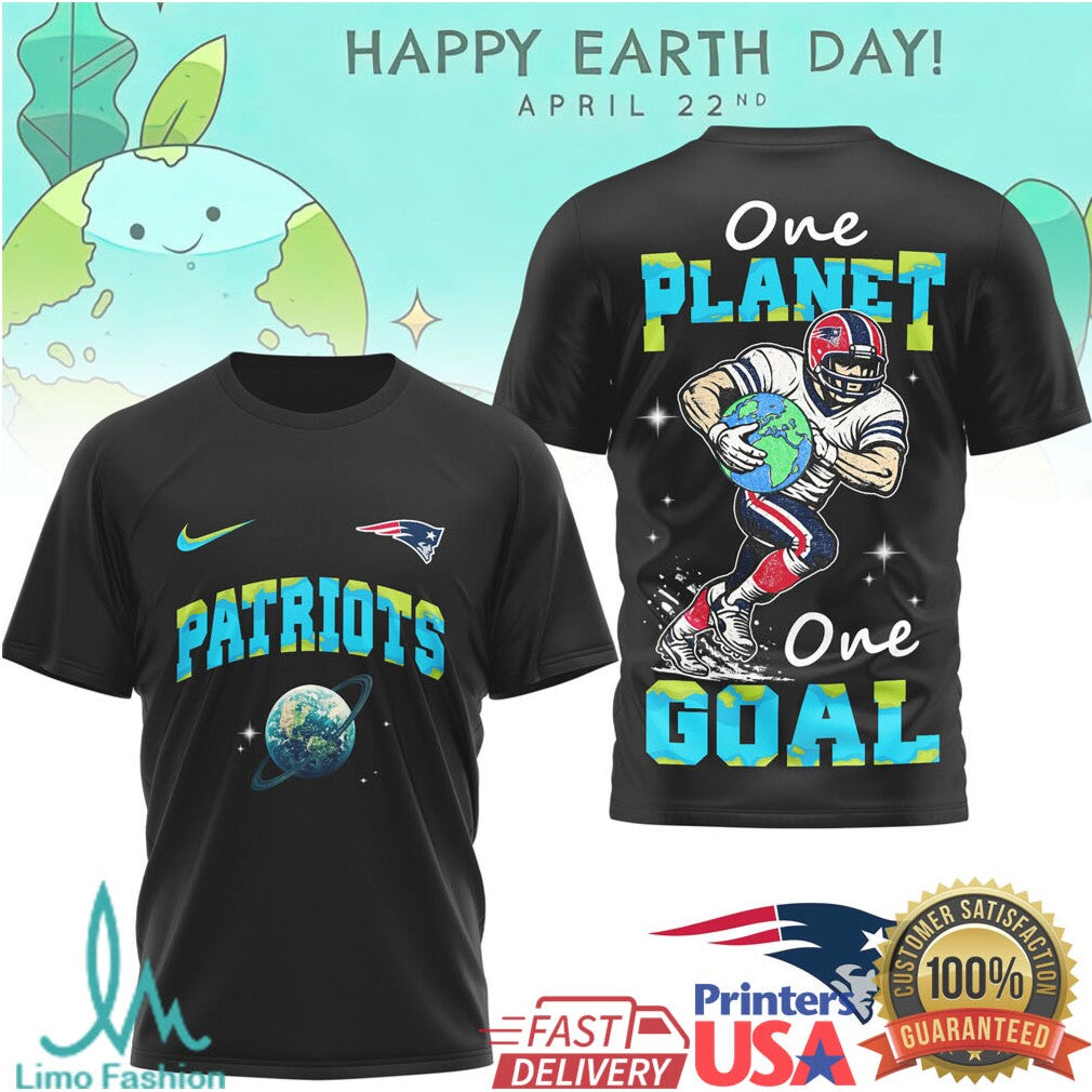 New England Patriots Earth Day One Planet One Goal Football T Shirt - Limotees LLC