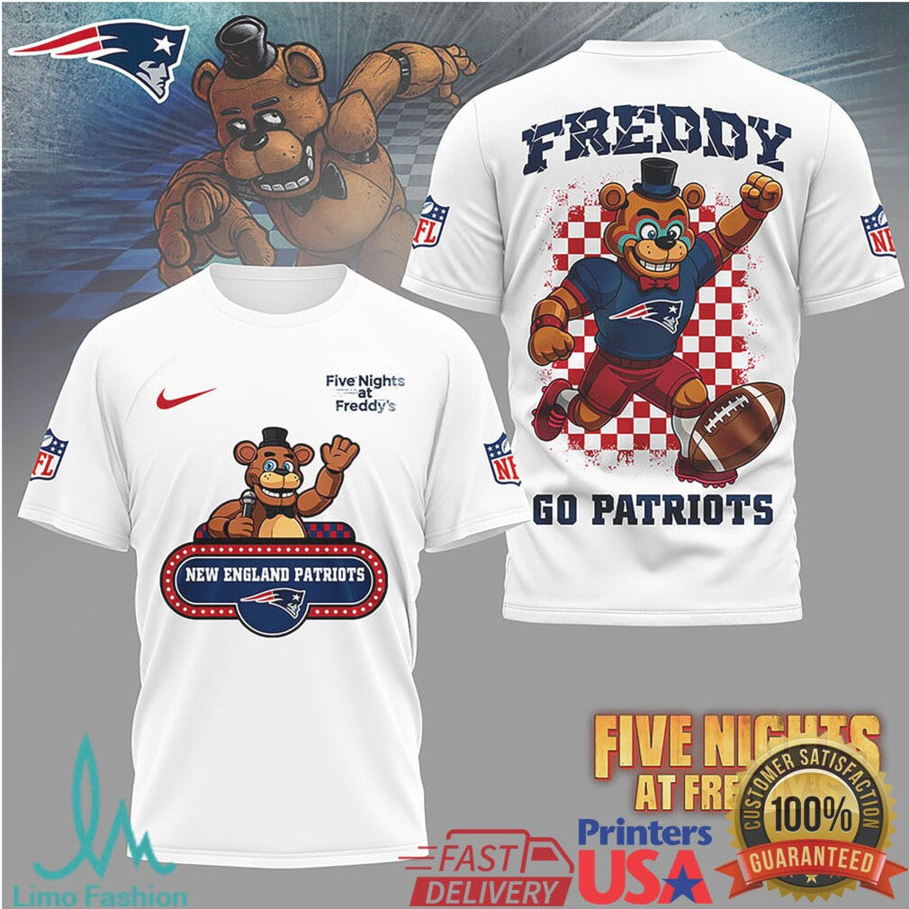 New England Patriots Freddy Fazbear Gamer NFL Fan Apparel T Shirt - Limotees LLC