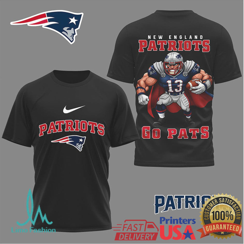 New England Patriots Go Pats Superhero Mascot T Shirt - Limotees LLC