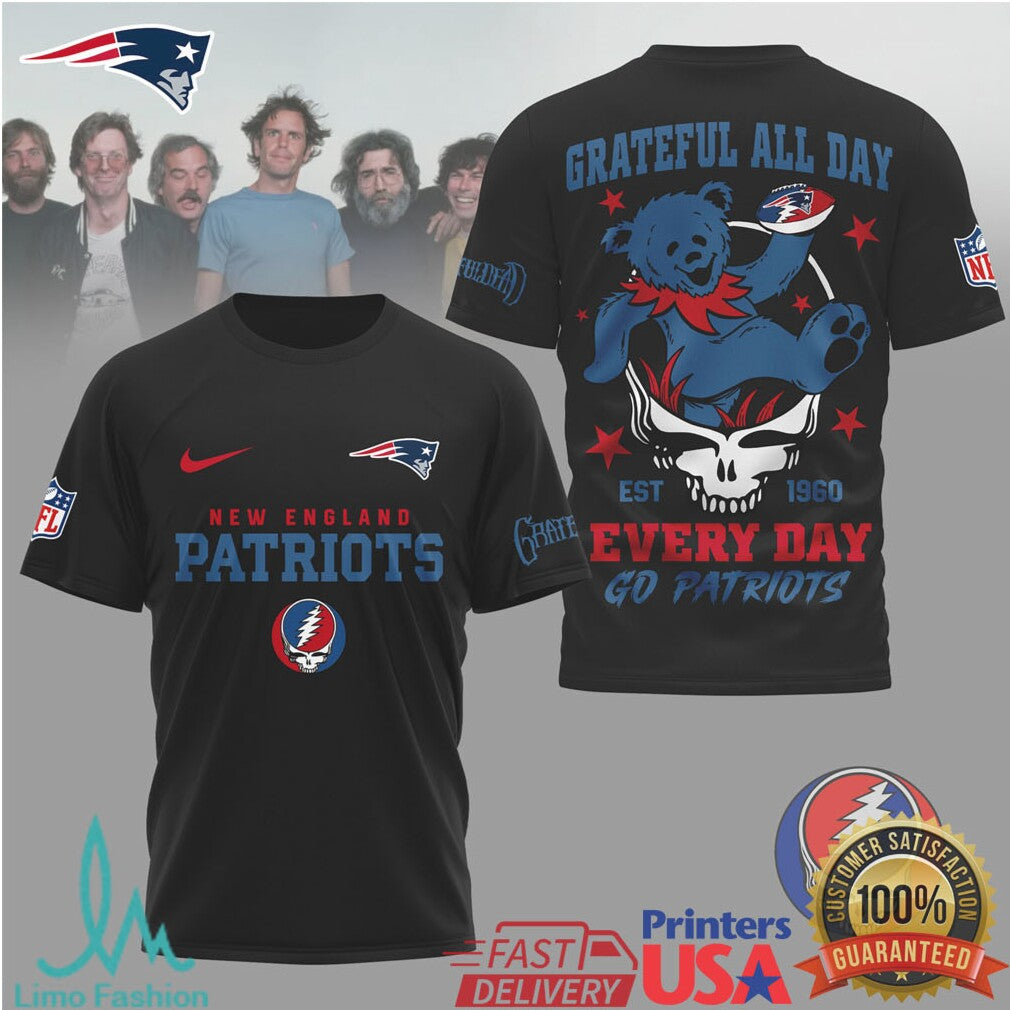 New England Patriots Grateful Dead Dancing Bear Football Shirt