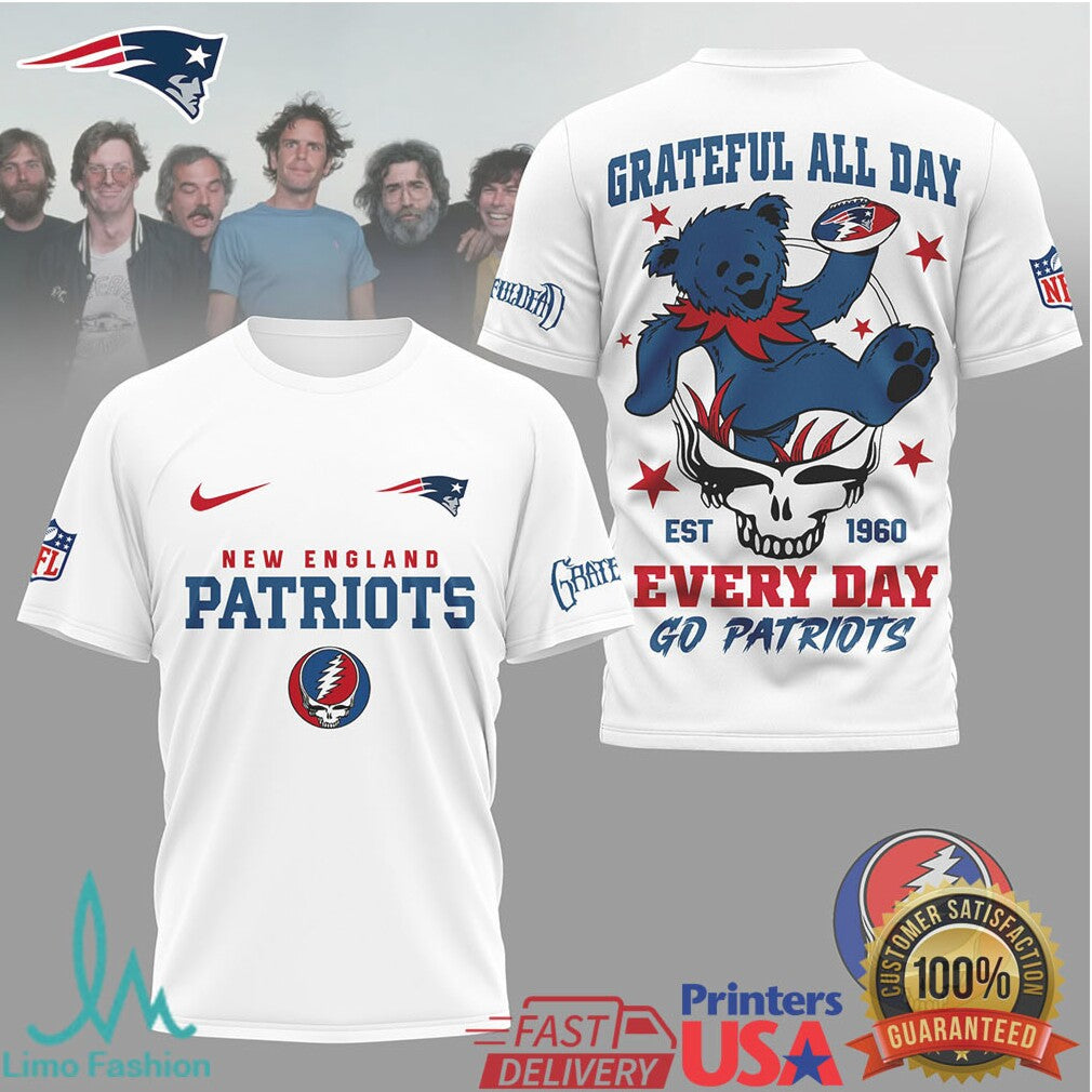 New England Patriots Grateful Dead Dancing Bear Football Shirt