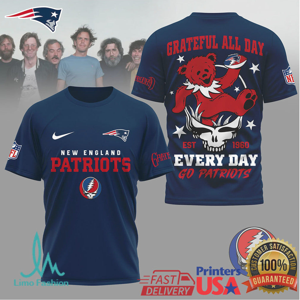 New England Patriots Grateful Dead Dancing Bear Football Shirt