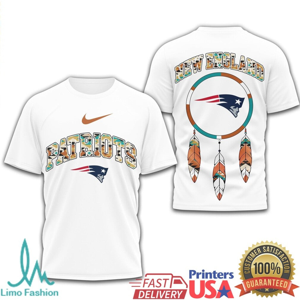 New England Patriots Indigenous Pattern Dreamcatcher Graphic T Shirt - Limotees LLC