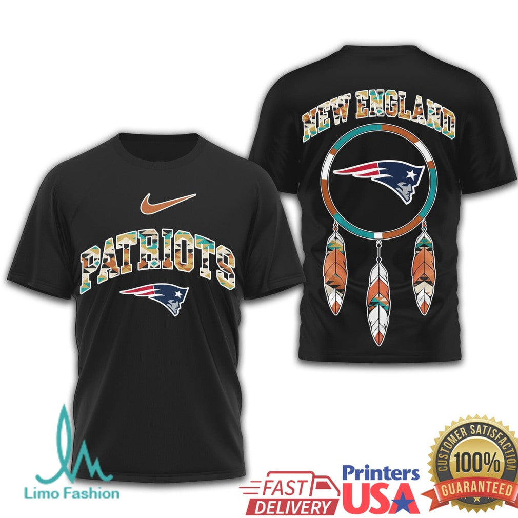 New England Patriots Indigenous Pattern Dreamcatcher Graphic T Shirt - Limotees LLC